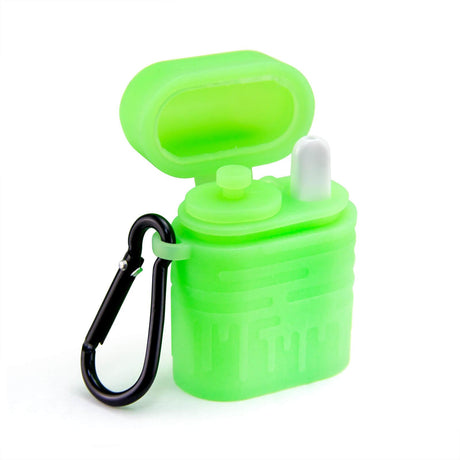 PILOT DIARY Silicone One Hitter Dugout in Green with Carabiner Clip - Front View