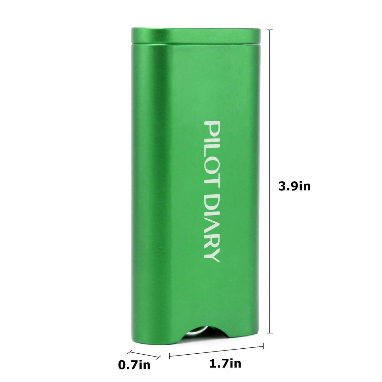 PILOT DIARY Metal Dugout One Hitter in Green - Front View with Size Dimensions