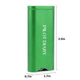 PILOT DIARY Metal Dugout One Hitter in Green - Front View with Size Dimensions