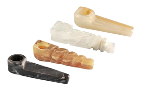 Onyx Stone Smoking Pipe in various angles showcasing natural stone patterns, perfect for dry herbs