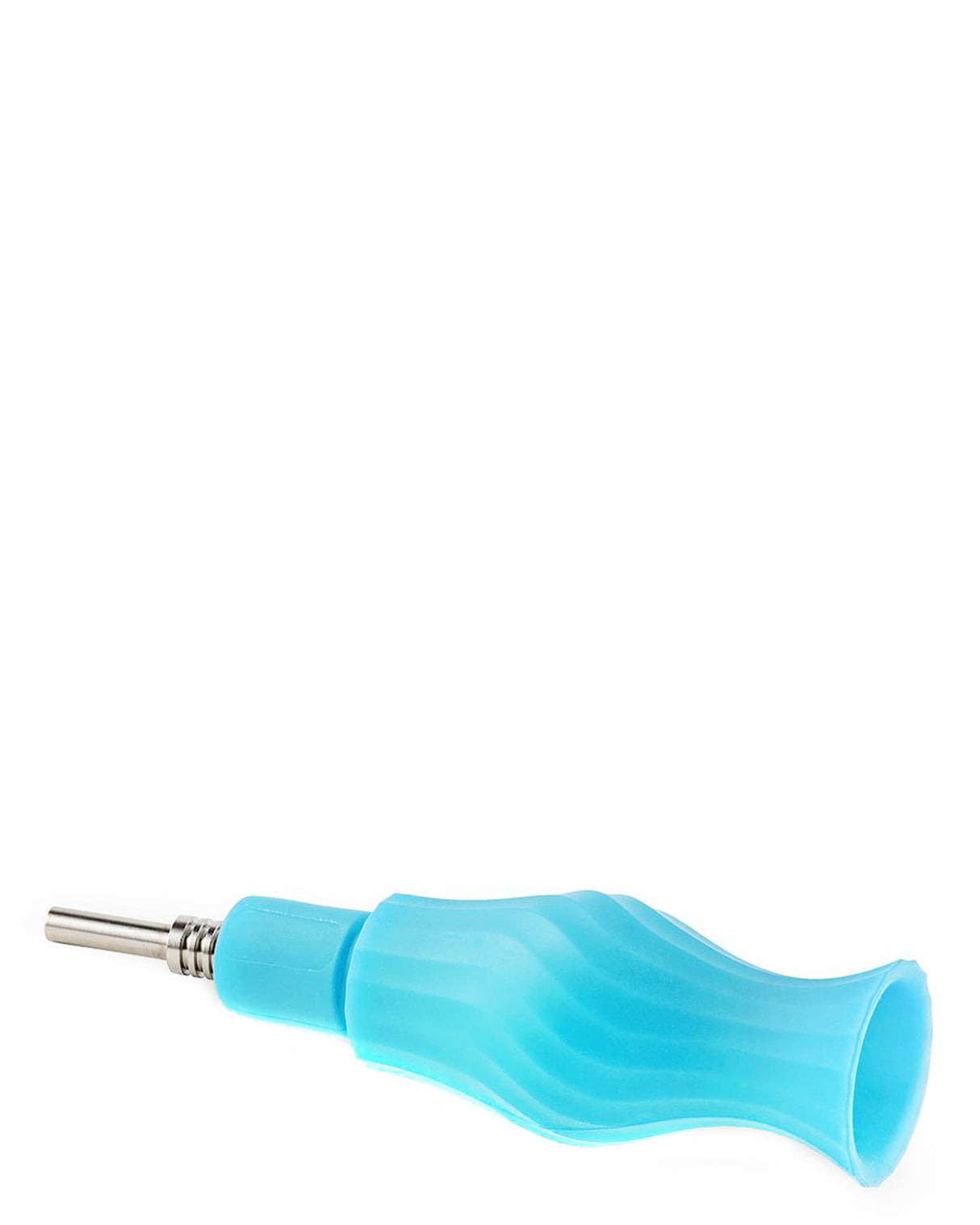 Ooze Clobb 4 in 1 Silicone Pipe in Teal with Quartz Bowl - Side View