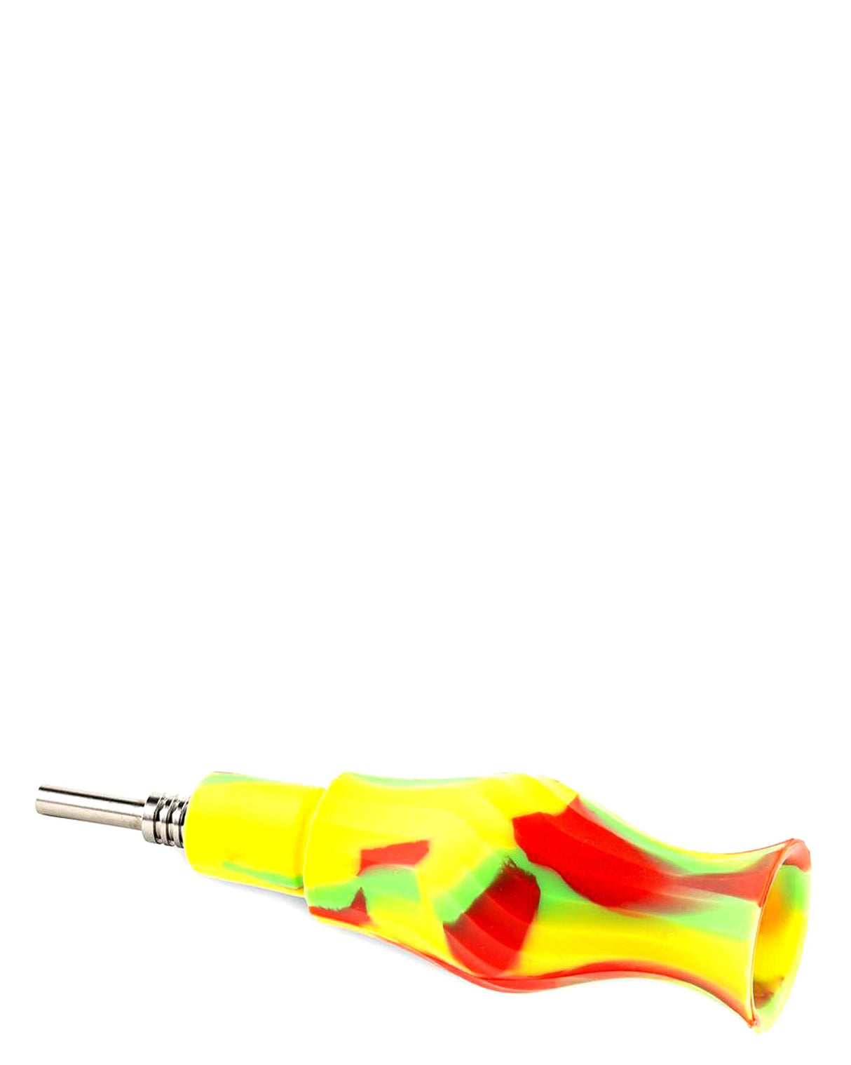 Ooze Clobb 4-in-1 Silicone Pipe in Rasta colors with Quartz Bowl - Side View
