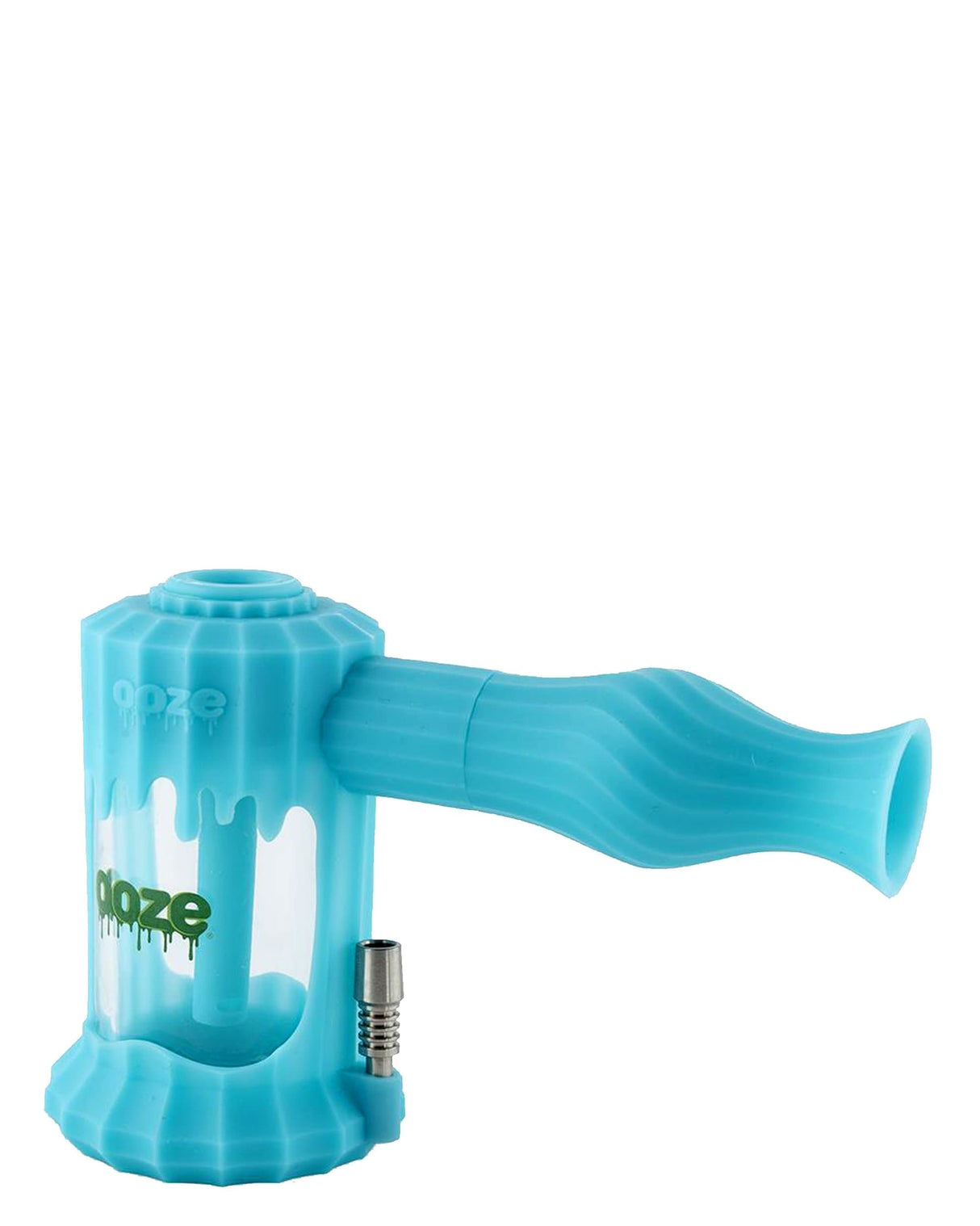 Ooze Clobb 4-in-1 Silicone Pipe in Teal, Side View, for Dry Herbs & Concentrates