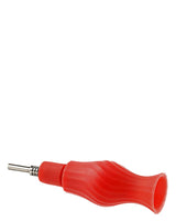 Ooze Clobb 4 in 1 red silicone pipe with titanium nail, side view on white background