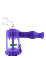 Ooze Clobb 4 in 1 Silicone Pipe in Purple, Front View with Glass Bowl and Titanium Nail