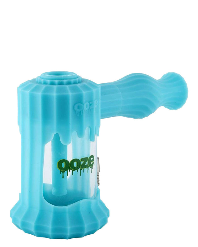 Ooze Clobb 4 in 1 Silicone Pipe in Teal, Hammer Design, Side View for Dry Herbs and Concentrates
