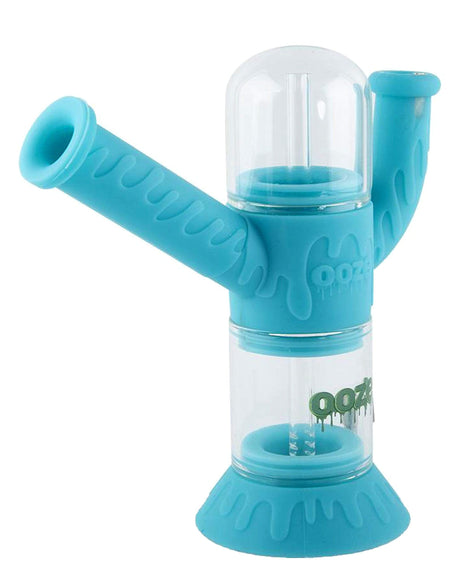 Ooze Cranium Bong & Dab Rig in Aqua Teal with Silicone Body and Glass Percolator, Front View
