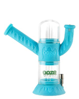 Ooze Cranium Bong & Dab Rig in Teal with Slitted Percolator and Quartz Banger - Front View
