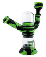 Ooze Cranium Bong & Dab Rig in green, front view with clear percolator and silicone body