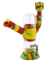 Ooze Cranium Bong & Dab Rig in vibrant colors with slitted percolator, front view on white background