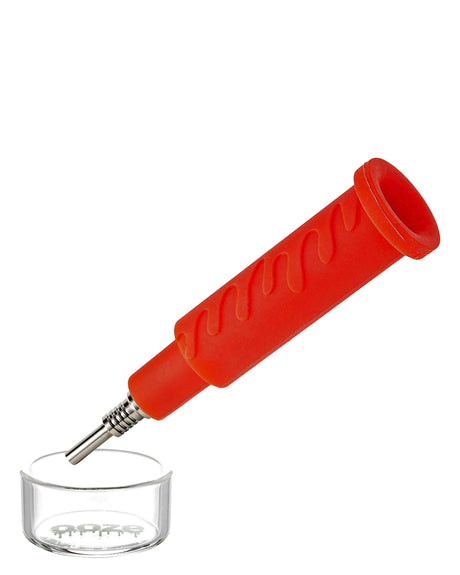 Ooze Cranium Bong & Dab Rig in Orange with Quartz Banger, Front View