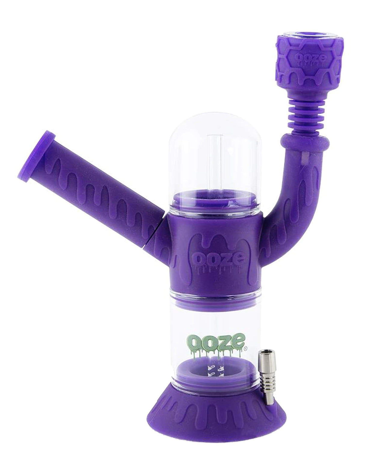 Ooze Cranium Bong & Dab Rig in Purple with Quartz Banger and Slitted Percolator