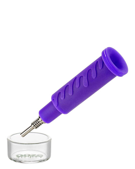 Ooze Cranium Bong & Dab Rig in Purple with Quartz Banger - Side View