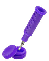 Ooze Cranium Bong & Dab Rig in Purple with Silicone Body and Quartz Banger, Front View
