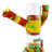 Ooze Cranium Bong & Dab Rig in Rasta colors front view with clear percolator and quartz banger