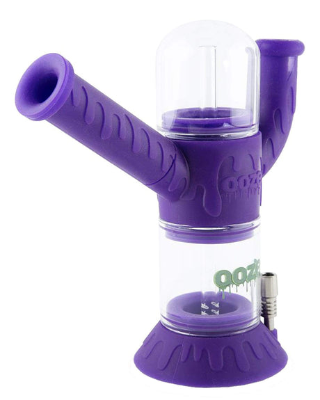 Ooze Cranium Bong & Dab Rig in Ultra Purple with Quartz Banger, Side View on White