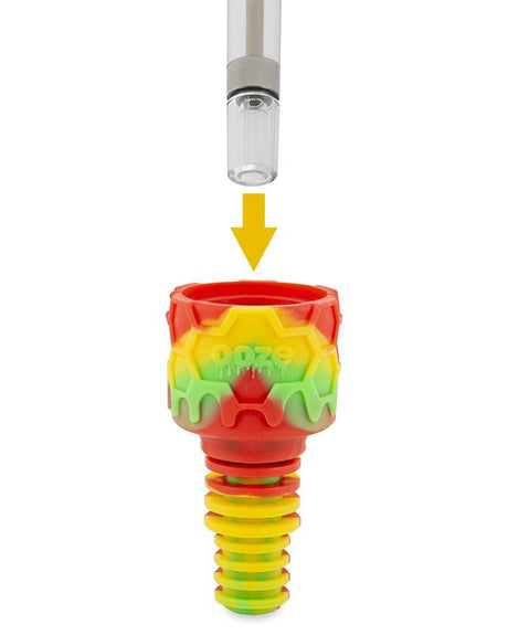 Ooze Ozone Silicone Bong Bowl with Slitted Percolator, Rasta Colors - Front View