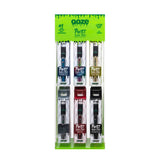 Ooze Slim Twist Battery 48-Pack Display Front View with Various Colors and Included Chargers