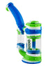 Ooze - Stack Silicone Bubbler in Blue, White & Green, Front View, for Dry Herbs and Concentrates