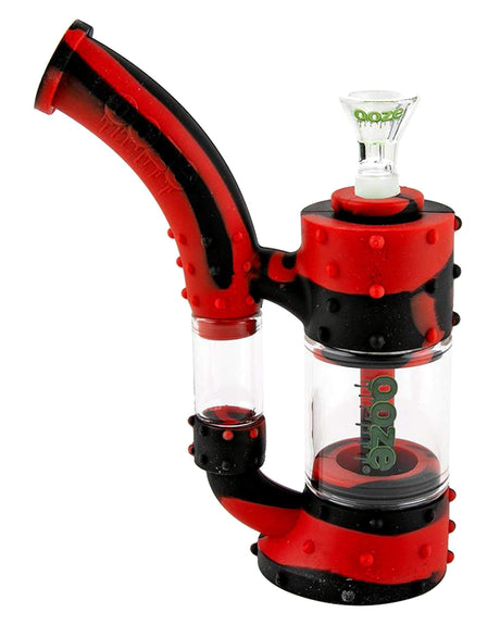 Ooze Stack Silicone Bubbler in Red and Black for Dry Herbs and Concentrates, Side View