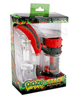 Ooze Stack Silicone Bubbler for Dry Herbs & Concentrates, Red/Black, Front View in Packaging