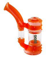 Ooze Stack Silicone Bubbler in Orange & Clear, 7" Sherlock Design, for Dry Herbs & Concentrates