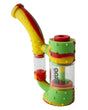 Ooze - Stack Silicone Bubbler in Rasta colors, side view, perfect for concentrates and dry herbs