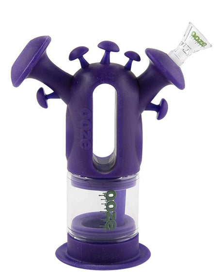 Ooze Trip Silicone Bubbler in Purple, Front View with Quartz Bowl, Ideal for Dry Herbs and Concentrates