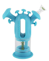 Ooze Trip Silicone Bubbler in Teal - Front View with Quartz Bowl for Dry Herbs and Concentrates