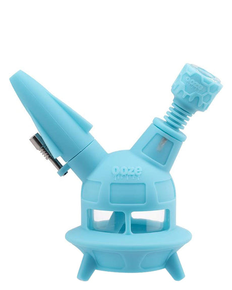 Ooze - UFO Silicone Bong in Aqua Teal with Slitted Percolator, 7" Height, Side View
