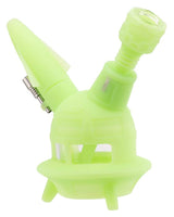 Ooze UFO Silicone Bong in Glow in the Dark Green with Borosilicate Glass Bowl