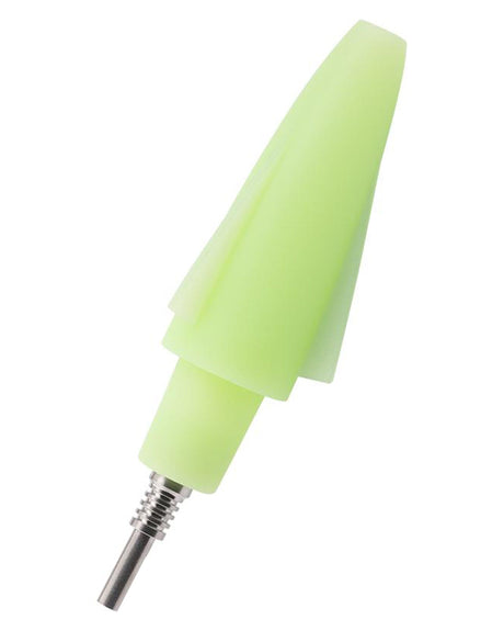 Ooze UFO Silicone Bong in Glow in the Dark Green, 7" Tall with Slitted Percolator, Front View