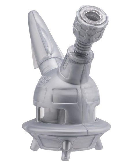 Ooze UFO Silicone Bong in Silver with Borosilicate Glass Bowl - 7" Tall