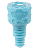 Ooze UFO Silicone Bong in Teal with Borosilicate Glass Bowl, Front View on White Background