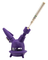 Ooze UFO Silicone Bong in Purple with Borosilicate Glass Downstem and Slitted Percolator