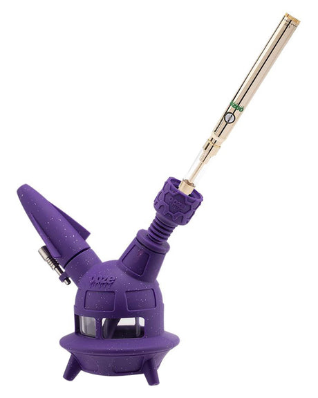 Ooze UFO Silicone Bong in Purple with Borosilicate Glass Downstem and Slitted Percolator
