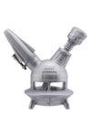 Ooze UFO Silicone Bong in Stellar Silver with Slitted Percolator and Stash Storage, Front View