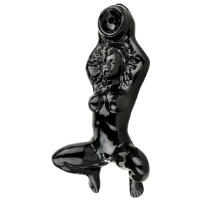 Black Ceramic Oracle at Delphi Priestess Hand Pipe, 9" Compact Design for Dry Herbs