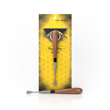 Honeybee Herb Classic Dab Tool with Orange Handle - Front View on Branded Packaging