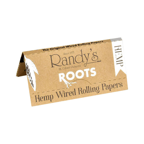 Randy's Roots 25-pack organic hemp rolling papers, unbleached and ultra-thin design, front view