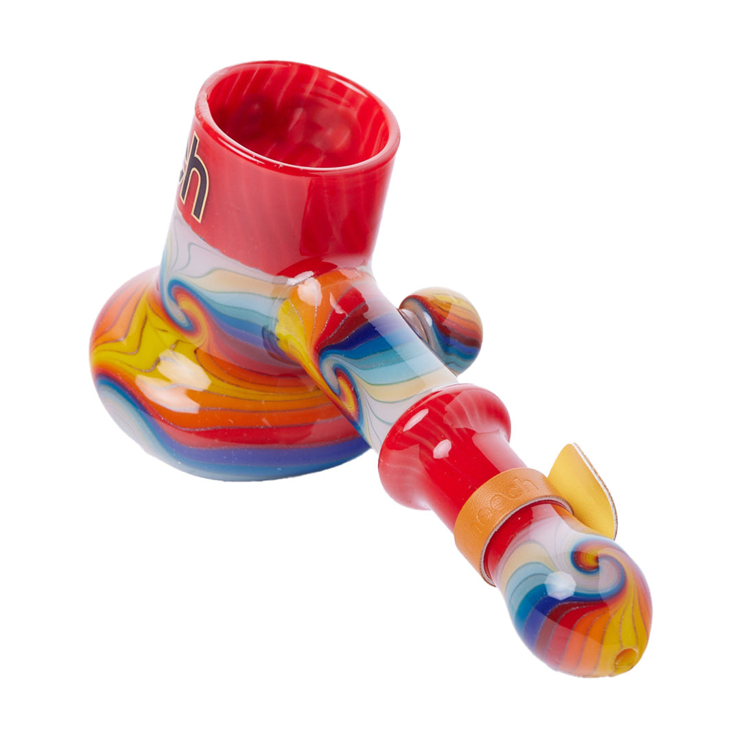 Cheech Glass Wig Wag Bubbler in Red, Angled Side View on White Background