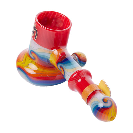 Cheech Glass Wig Wag Bubbler in Red, Angled Side View on White Background
