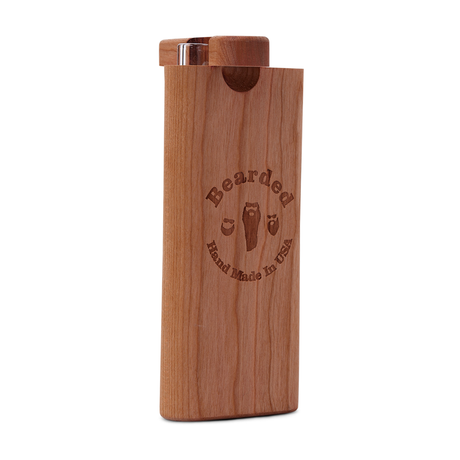 Bearded Distribution Classic Wood Chillum Dugout with Glass Pipe, Cherry Variant, Front View