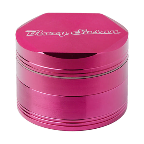 Blazy Susan Hot Pink 2.5" Aluminum 4-Piece Grinder with 3 Chambers - Front View
