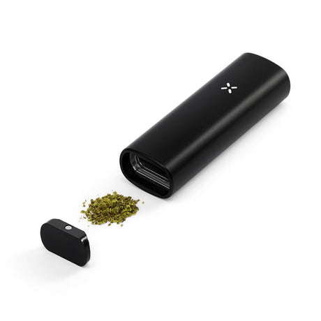 PAX Mini Onyx Dry Herb Vaporizer with 3300mAh Battery, Isolated Top View with Open Lid