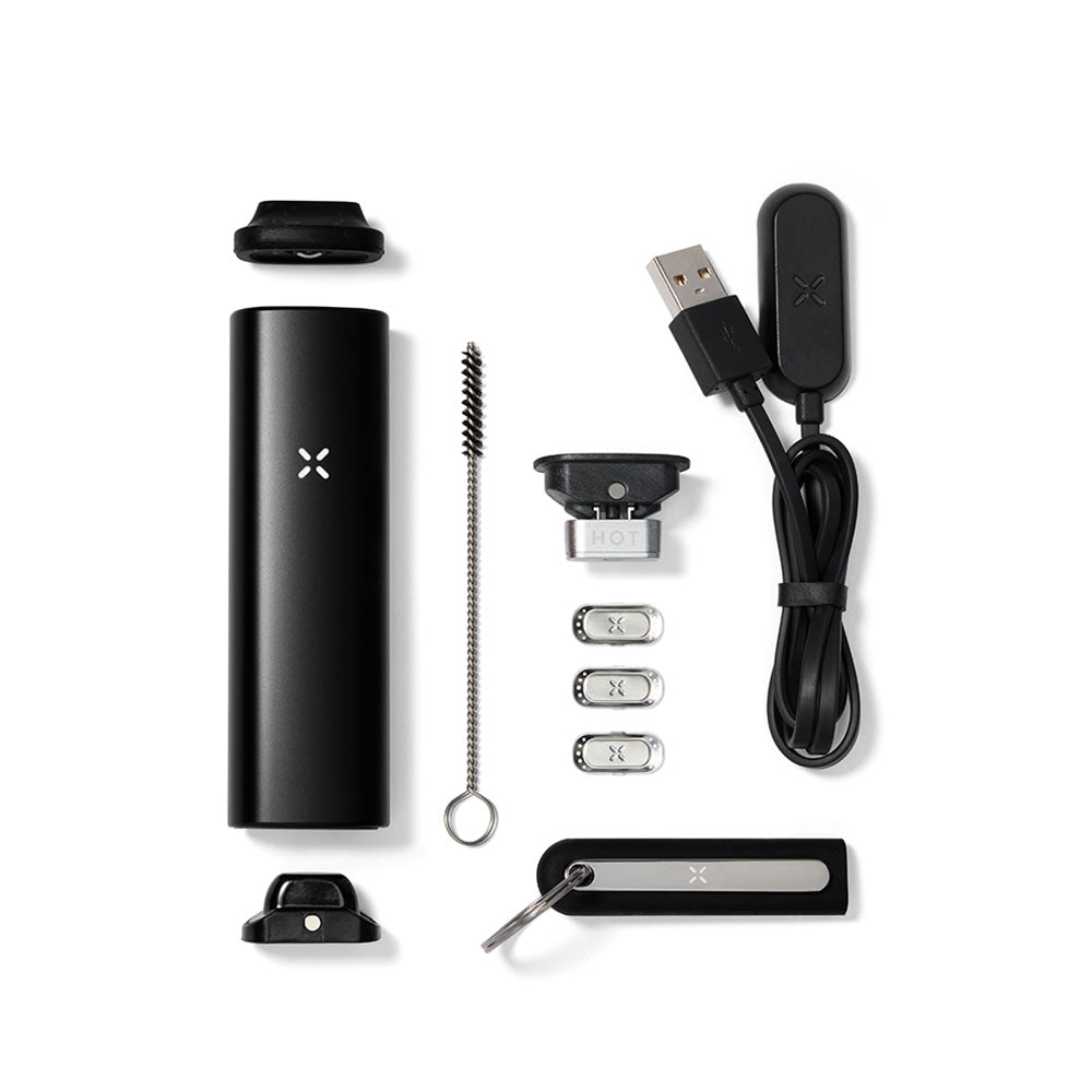 PAX Plus 2-in-1 Vaporizer and accessories with 3300mAh battery, USB charger, and cleaning tools