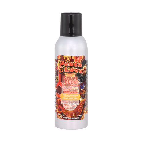Smoke Odor 7oz Enzyme Odor Eliminator Spray Peace & Love scent, front view on white background