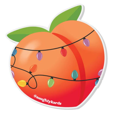 KKARDS Peach Booty Lights Sticker, Colorful String Lights Design, White Background