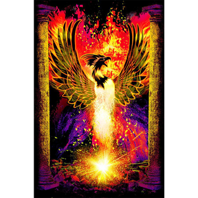 Phoenix Rebirth Blacklight Poster with UV Reactive Colors, 24" x 36" Front View