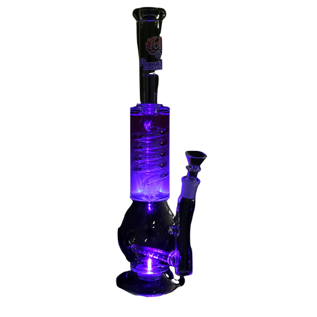 Phoenix Rising 14" Blacklight Glycerin Twist Water Pipe in Borosilicate Glass, Front View